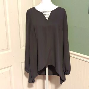 Juicy Couture Large Gray Silver Glitter Semi Sheer Top